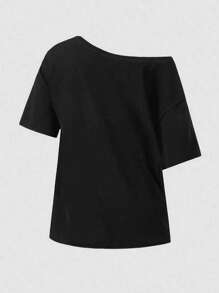 SHEIN Women Retro Star Figure Graphic T-Shirt, Off Shoulder Short Sleeve Aesthetic Top, Suitable For Spring/Summer - Black - View 2