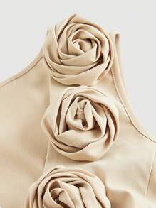 SHEIN MOD Plus Size 3D Floral Sleeveless Top, Festival, Work, Retro Elegant, Summer Top - Apricot - View 3