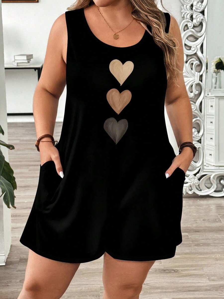 EMERY ROSE Mono informal con estampado de textura en forma de corazón, de talla grande - Multicolor - Ver 1