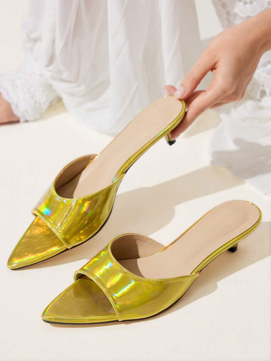 CUCCOO CHICEST Sandalias de tacón de aguja alto y puntera afilada para damas, versátiles - Dorado - Ver 1