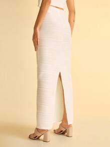 CAJUNI Váy ôm vừa vặn họa tiết vỏ sò cho nữ - trắng - Xem 2