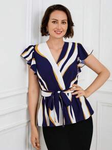 SHEIN LUNE Damen Bluse Sommer für Frauen Sommer Tops Arbeit Frauen Ausgehen Tops Frauen Büro für Frauen Lehrerin für Frauen Elegant für Frauen - Verschiedenfarbig - Übersicht 3