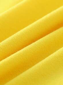 SHEIN 女婴翻领镂空上衣和破洞印花长裤两件套 - 黃色 - 查看 4