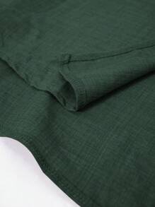 Linhara 2pcs Plus Size Women Solid Color Long Sleeve Tie Front Shirt And Wide Leg Pants Casual Loose Suit Fall Cloth For Women - Mint Green - View 4