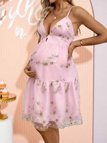Loomaby Maternity Dress, Strap, Fashionable, Suitable For Summer