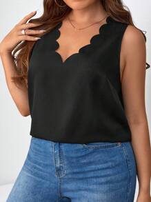 SHEIN VCAY Bluse mit Bogenkante, - Schwarz - Übersicht 4