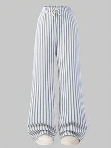 Pantalones largos casuales y versátiles con ajuste suelto y diseño de rayas para adolescentes, para usar en primavera y verano, en el día a día, vacaciones, verano y viajes
