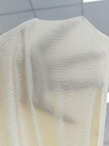 EMERY ROSE V-Neck Bubble Short Sleeve Textured Woven Non-Stretch Casual Women Shirt