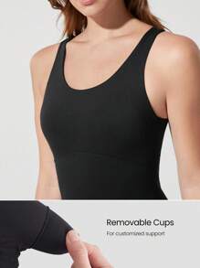 GLOWMODE Body con copas desmontables, estilo Mono, de 24" FeatherFit™-Air con efecto trasero realzador, para yoga de bajo impacto, pilates, uso diario casual