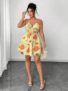 Elenzga Plus Size Spaghetti Strap Holiday Sundress - Multicolor - View 5