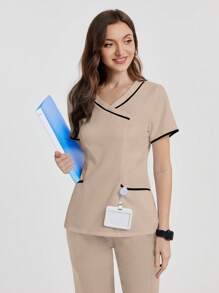 TaskEZ 短袖手术服上衣，夏季时尚