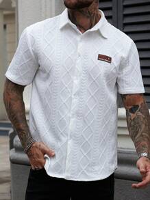 Manfinity CasualCool Camisa casual de manga corta de un solo abotonadura para hombre, versátil para el verano