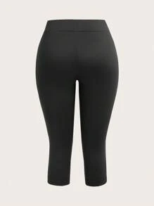 SHEIN EZwear 2 Cặp quần legging bó dài 3/4 cho nữ, màu đen và nâu, thích hợp cho mùa hè - Nhiều màu - Xem 7