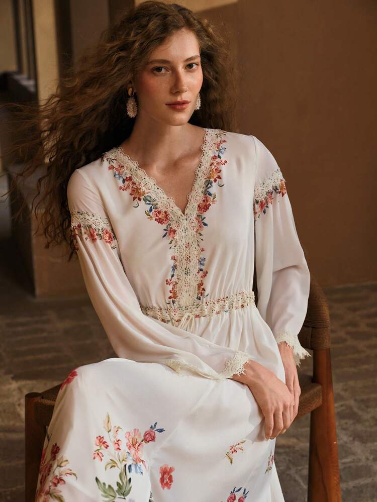LINEN FLORAL PRINT DRESS