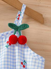 Young Girls 2pcs/Set Fashion Digital Print Cherry Decor Adjustable Waist Camisole Top And Loose Shorts Set, Suitable For Casual, Beach, Summer Summer Outfits For Kids Girls Cute Spring Clothes For Kids Girls Spring Clothes For Girls Casual Dresses For Girls Summer Clothes For Kids Girls Summer Holiday