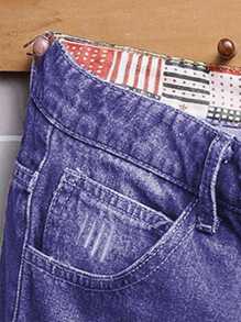 Manfinity LEGND Shorts vaqueros de hombre de algodón desgarrados y desgastados, con aspecto de arañazo de gato, azul oscuro liso, para salir con amigos, estilo vintage