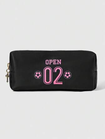 Grunge Punk Minimalistischer Numerik- und Englisch-Muster kompakter tragbarer Kosmetikbeutel, Federmäppchen, Schmuckbeutel 552582