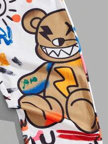 AXEPEAK Calça de Moletom com Estampa Gráfica Cartoon para Homens, Calça de Jogging, Grafite, Férias, Amigos Engraçados, para Rave, Itens Essenciais de Streetwear