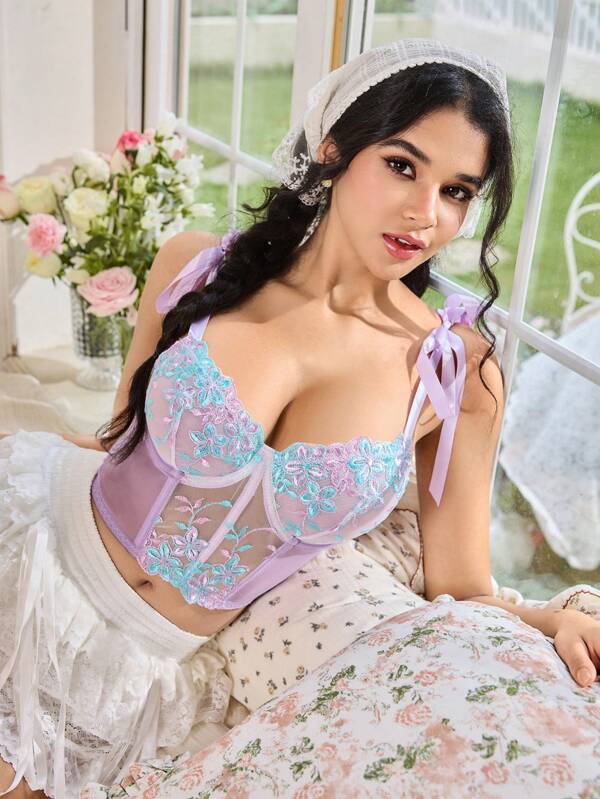 FloralLove Romantic Lace Patchwork Camisole Peasant Tie Strap Camisole Women Plus Clothing Corset