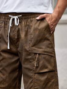 Manfinity VCAY Men's Loose Casual Multi-Pocket Cargo Shorts With Waist Tie - Multicolor - View 5