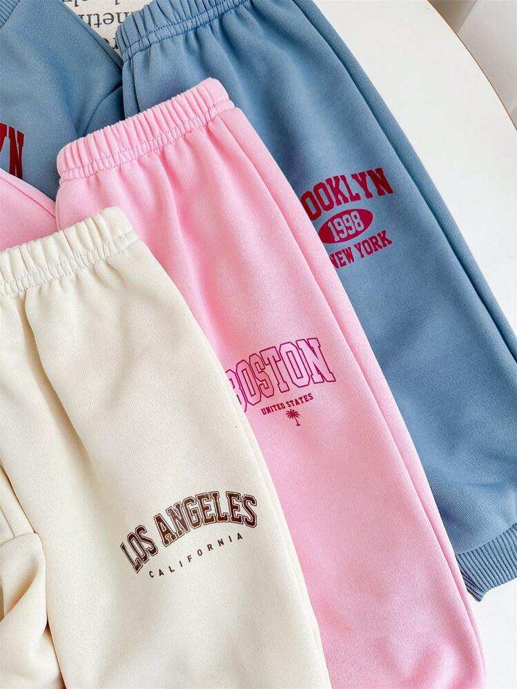 SHEIN 6pcs/Set Baby Girl Long Sleeve Sweatshirt With Cute Letter Pattern And Elastic Waist Pants, Autumn/Winter Baby Sweatshirts Baby Casual Sets Baby Clothes Baby Sportswear Baby Streetwear Fall