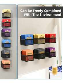 SHEIN 1 pièce Organisateur de sachets de thé magnétique, boîte de rangement à thé en métal noir, organisateurs et rangements de thé montés au mur économisant l'espace pour le réfrigérateur, l'étagère de cuisine et le comptoir.