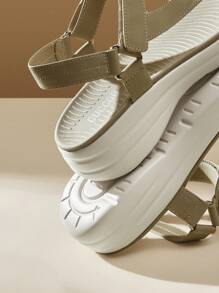 Women's Sports Sandals Round Toe Hook And Loop Thick Sole Breathable Material - Apricot - View 9