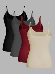SHEIN EZwear 4 件套女士休闲简约吊带紧身短款上衣，适合夏季 - 彩色 - 查看 2