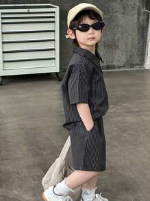 DAZY 男童衬衫套装，秋季服装 - 黑色 - 查看 7