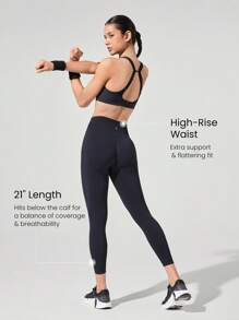 GLOWMODE 24英寸加大码无缝套装收腹提臀高腰紧身裤中等强度跑步慢跑训练健身房健身