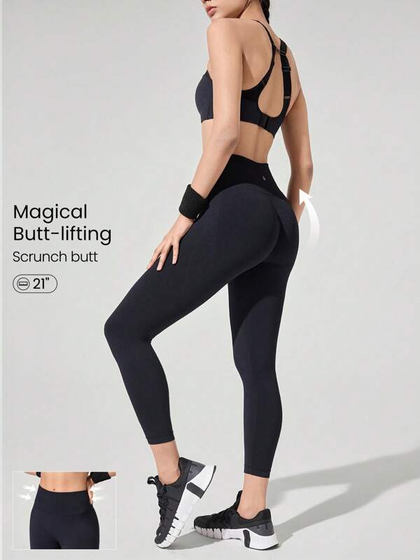 GLOWMODE Leggings de cintura alta de control de abdomen sin costuras, efecto trasero levantado, talla grande de 24", para entrenamiento, running, jogging, gimnasio, impacto medio