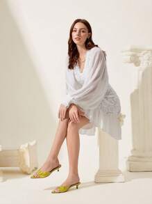 CUCCOO CHICEST Sandalias de tacón de aguja alto y puntera afilada para damas, versátiles - Dorado - Ver 13