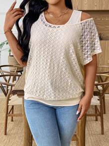 Weeklong Damen Große Größen Sweatshirt in Unifarbe, Off-Shoulder, Cut Out Schnitt