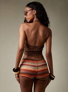 MISSGUIDED Bohemian Beach Shorts Cover Up Crochet Pattern Low Rise Summer Festival Poolside Resort Wear Vacation Beachwear - Multicolor - View 4