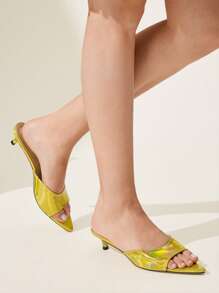 CUCCOO CHICEST Sandalias de tacón de aguja alto y puntera afilada para damas, versátiles - Dorado - Ver 6