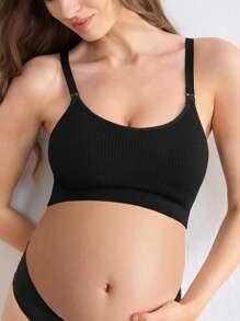 Moonlight&Mama Maternity Nursing Bra For Breastfeeding Push Up Pregnancy Bralette Underwear - Black - View 3