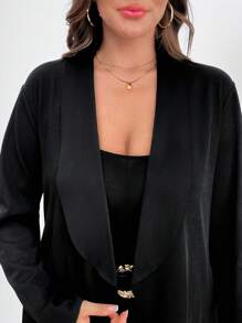 Chikora Plus Size Elegant Knit Work Blazer