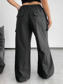 SHEIN PETITE Plus Size Women Fashionable Split Embellished Cargo Pants