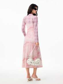 LYSMO 粉色细肩带大理石纹女式夏季休闲连衣裙 - 彩色 - 查看 2