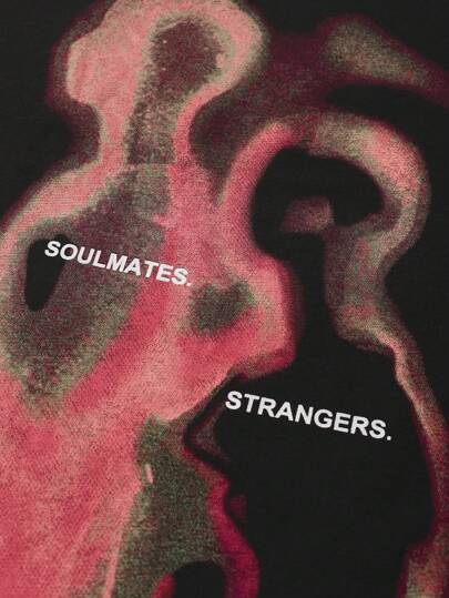 Street Life Men's Retro Street Style Character Abstract Silhouette Heat Map Print Short Sleeve T-Shirt