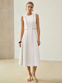 MOTF PREMIUM LINEN CONTRAST TRIM DRESS