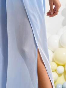 Loomaby Maternity Pants, For Baby Shower Party,Blue Maternity Pants - Blue - View 9