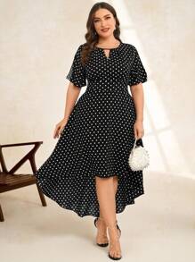 SHEIN Clasi Summer Plus Size Wedding Asymmetrical  Dresses - Black and White - View 1