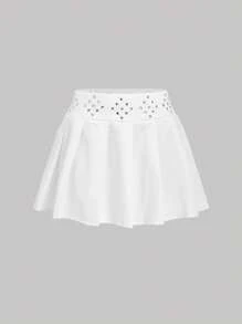 SHEIN MOD تنورة مكسرة مرصعة بالماس ذات رقبة على شكل V أبيض إنتاج ملكي - ملمس لامع ، جمالية المال القديم ،إطلالة مهذبة ، مستوحاة من السبعينيات ، حلوة وجميلة ، مثالية للارتداء في المدرسة والانتقالات والحفلات والمواعيد