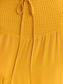 Nöista Flowy High-Low Yellow Skirt With Ruched Waist And Ruffle Trim. Lightweight And Breezy-Perfect For Summer Vibes, São João Festival, Or A 4th Of July. - Yellow - View 7
