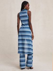 NYA SZN Pants High Rise Brunch Special Occasion Event Vacation Spring Summer Knit Pants Bottoms Statement Valentines Day Carnival Outfits For Women - Green - View 5