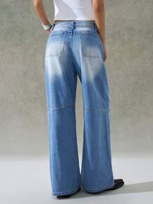 LYSMO 女士牛仔长裤，夏季时尚 - 藍色 - 查看 6