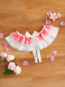 Calcinha Sexy Feminina com Recorte Aberto, Decoração de Laço Pregueado Multicolorido e Barra de Renda - Rosa chiclete - Visão 8