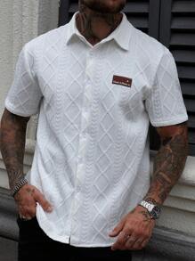 Manfinity CasualCool Camisa casual de manga corta de un solo abotonadura para hombre, versátil para el verano