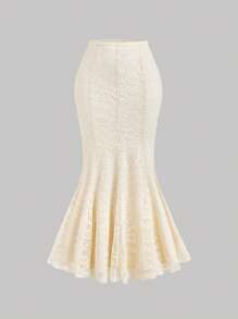 SHEIN MOD Women's Apricot Fitted Lace Mermaid Skirt,Party,Classy,Retro,Vintage,Concert,Classy,Wedding Guest Skirt Women,Birthday,Fairycore,Goth,Boho,Tea Party - Apricot - View 1